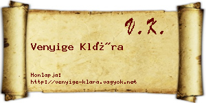 Venyige Klára névjegykártya